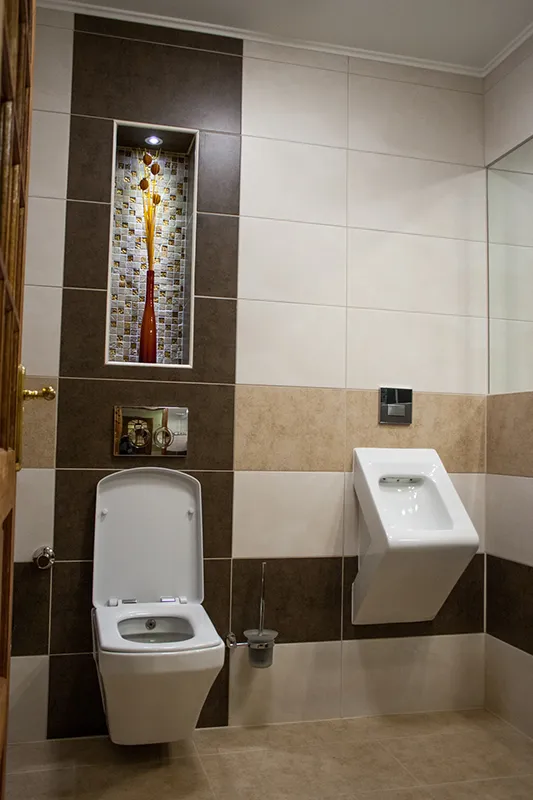 Toilettes et chatte - Installation de la plomberie dans les toilettes